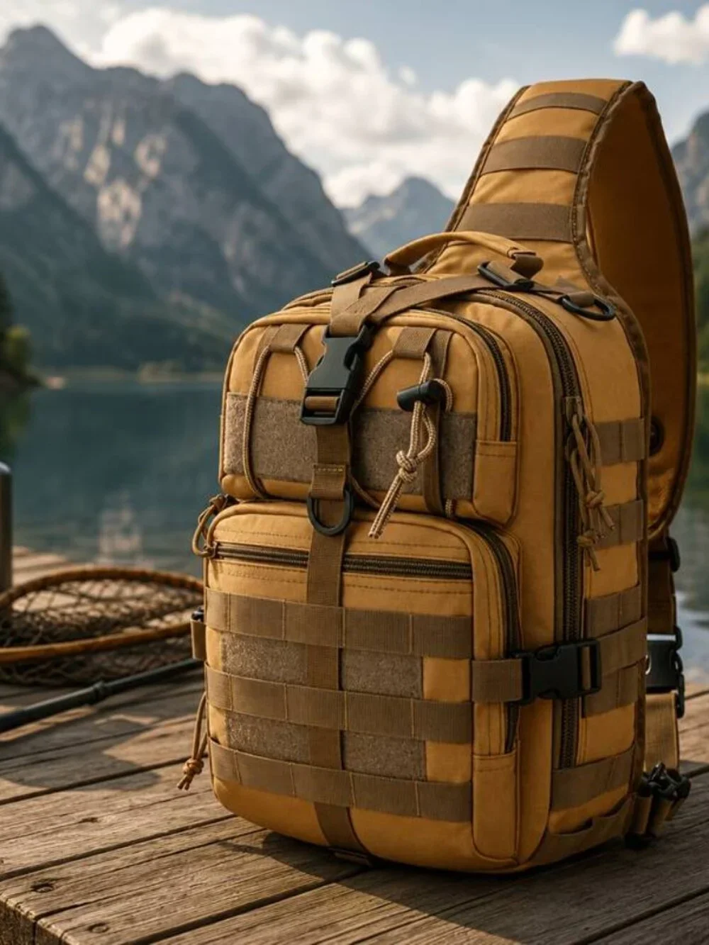 Outdoor Sling Bag Crossbody Backpack Multiple Pockets Adjustable Strap